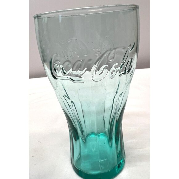 Coca-Cola Embossed Glass Tumbler 6 Inches Tall Classic Collectible Green - Picture 2 of 3